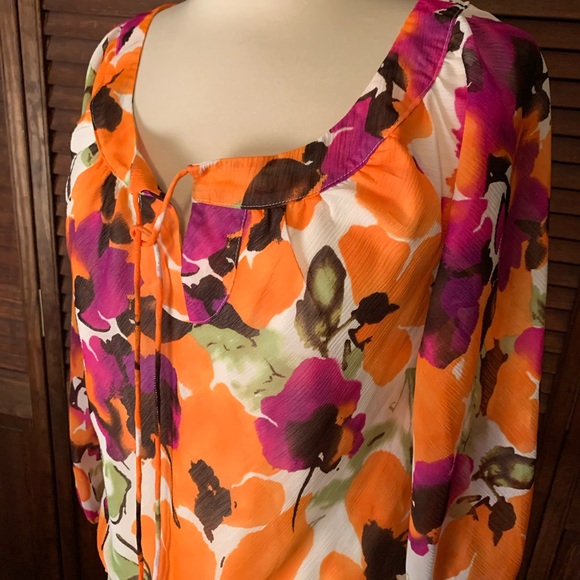 Cato womens size medium floral top orange purple green - Picture 6 of 7